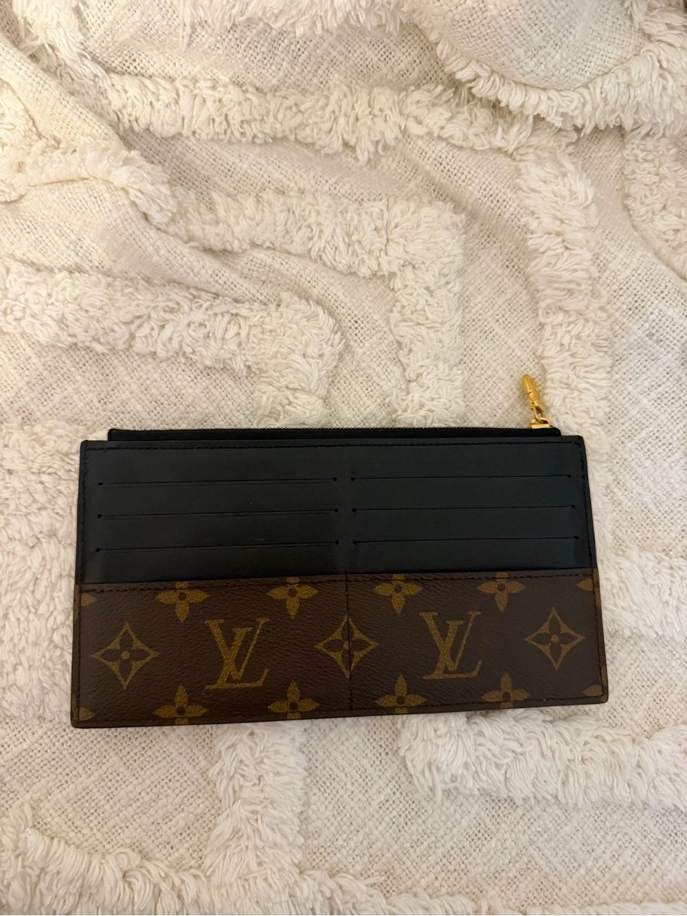 Louis Vuitton Brown Monogram Slim wallet  with Black Trim